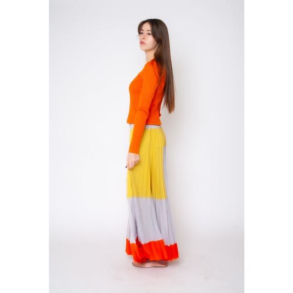 Anthropologie Field of Vision Colorblock Pleated Maxi Skirt Women's Size 10 - Picture 5 of 11